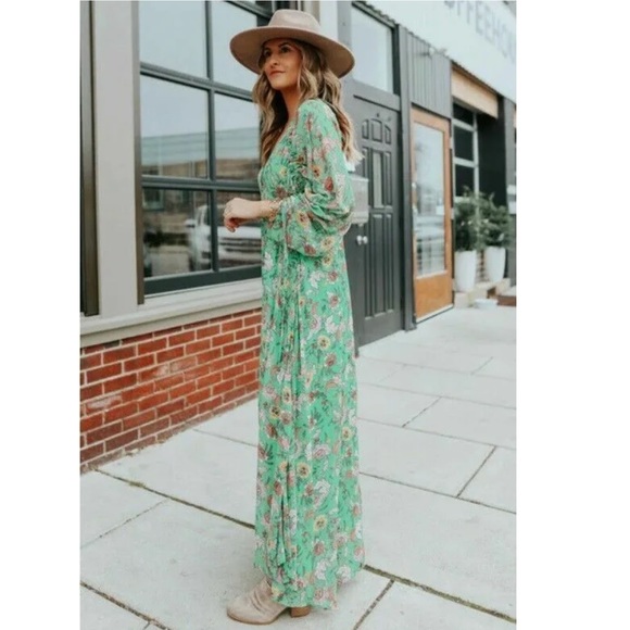 Free People Earthfolk Floral Maxi Dress in Green Combo - Picture 4 of 16